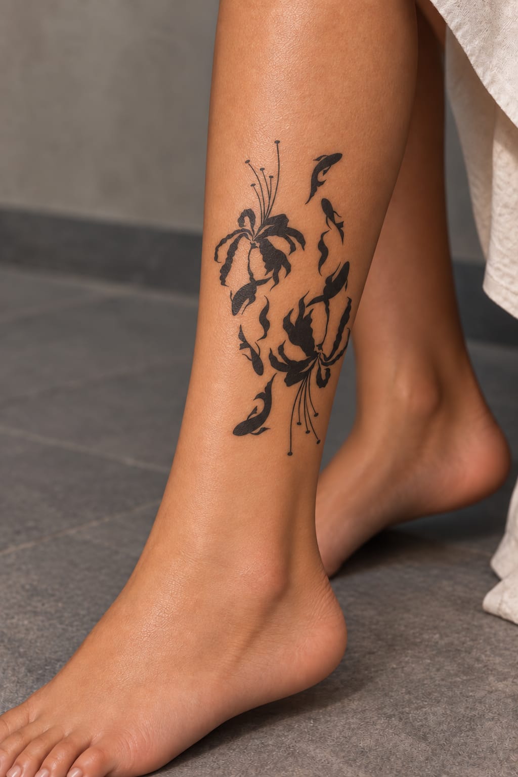 Koi Fish & Floral Tattoo