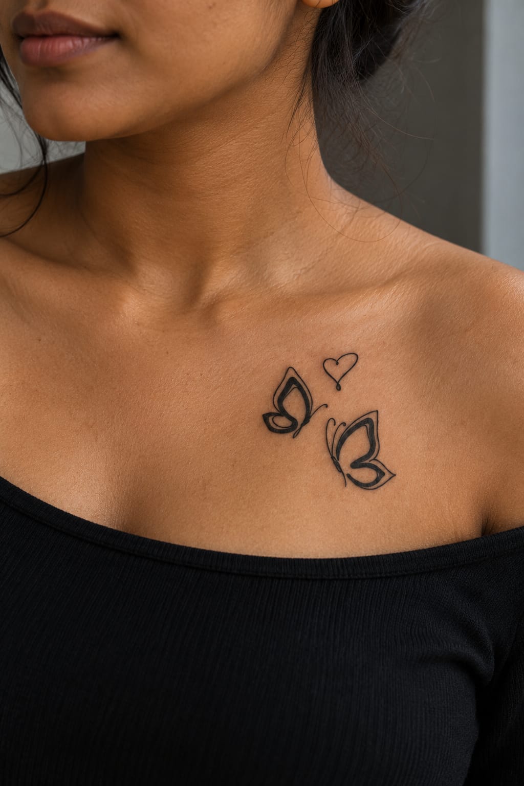 Butterflies & Heart Tattoo