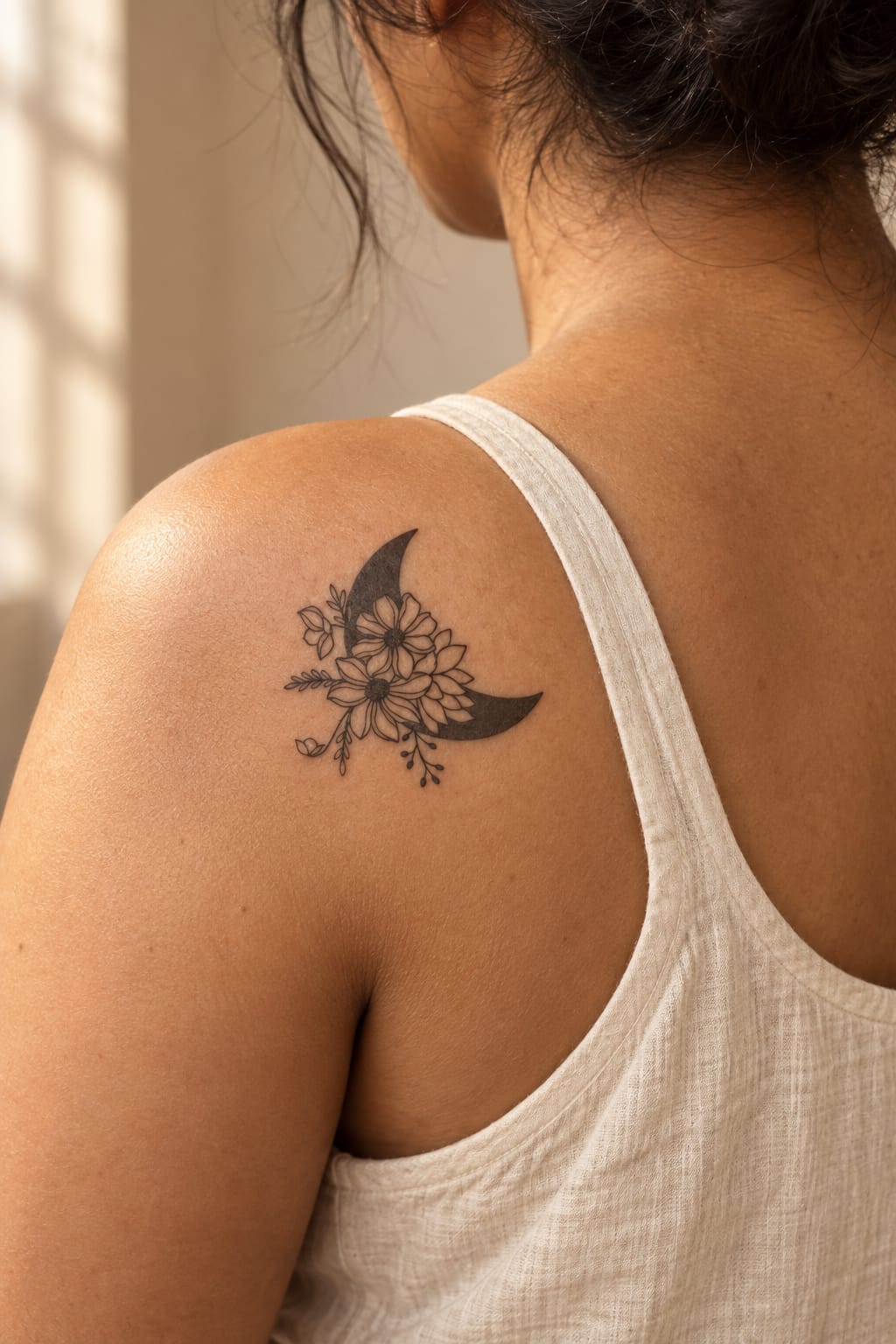 Moonlit Floral Tattoo