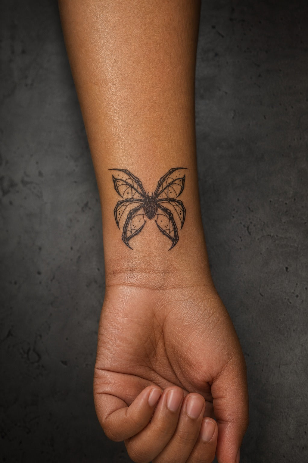 Gothic Arachnid Wings on skin