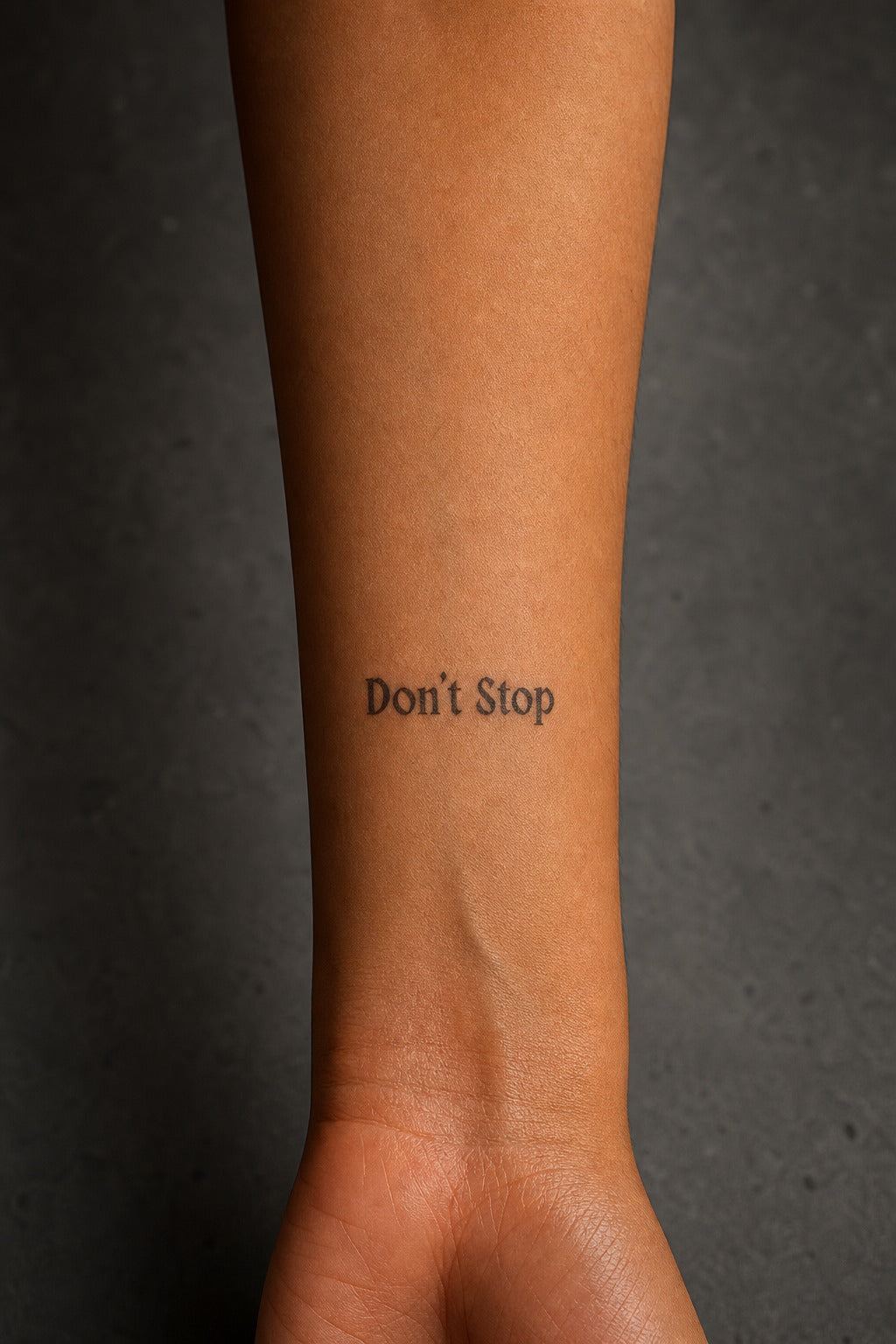 Relentless Spirit Script on skin