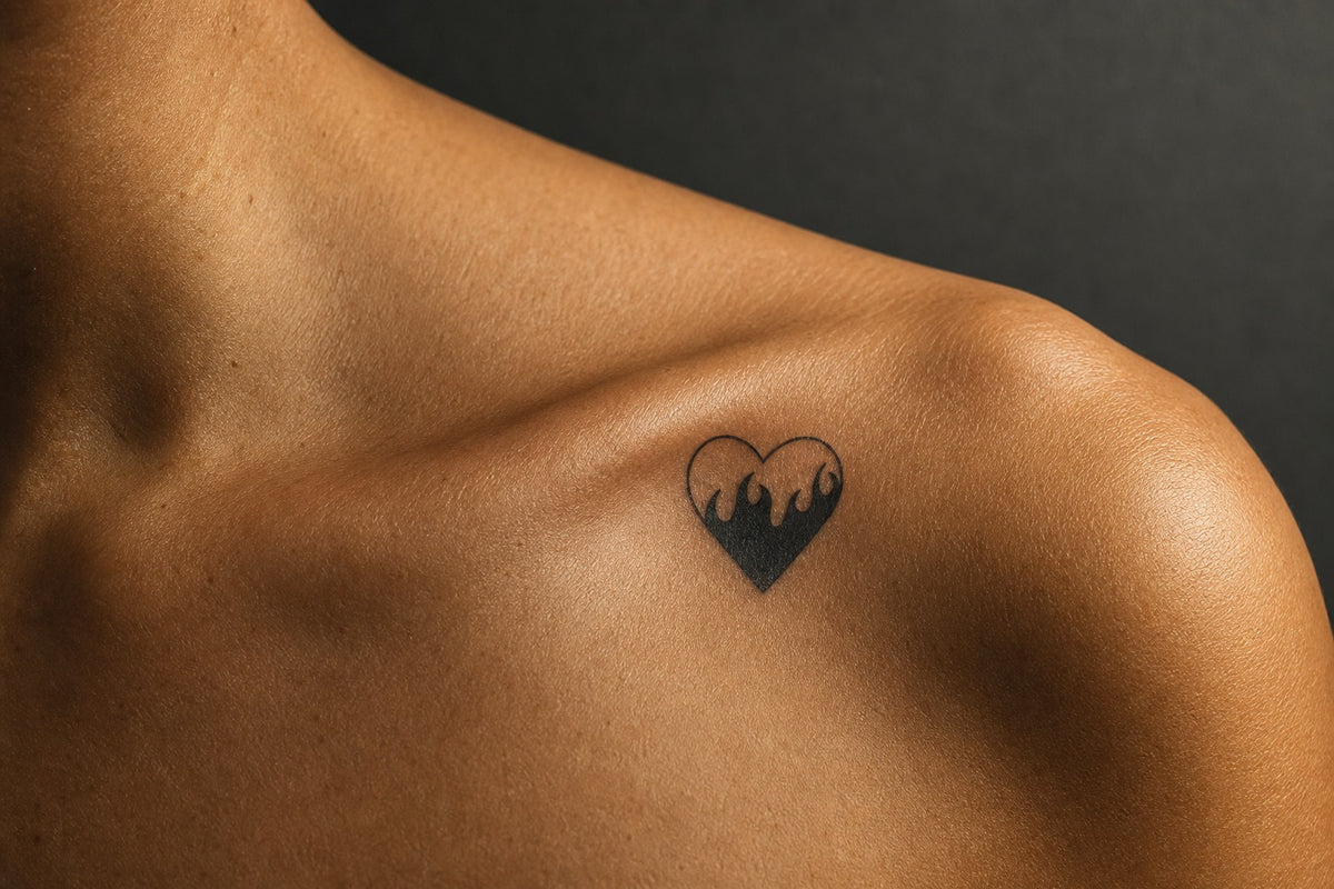 Flaming Heart Passion on skin