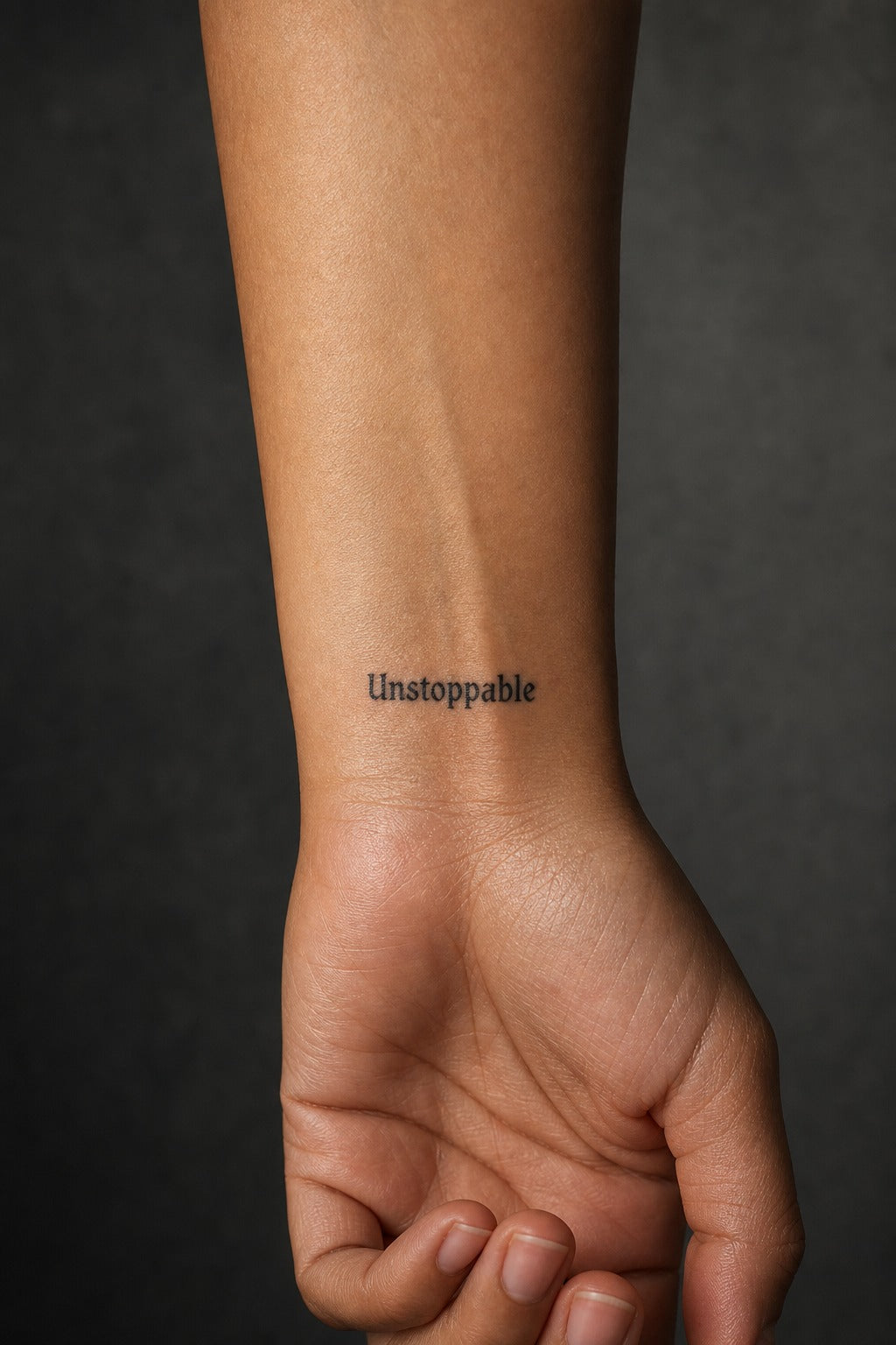Unstoppable Gothic Script on skin