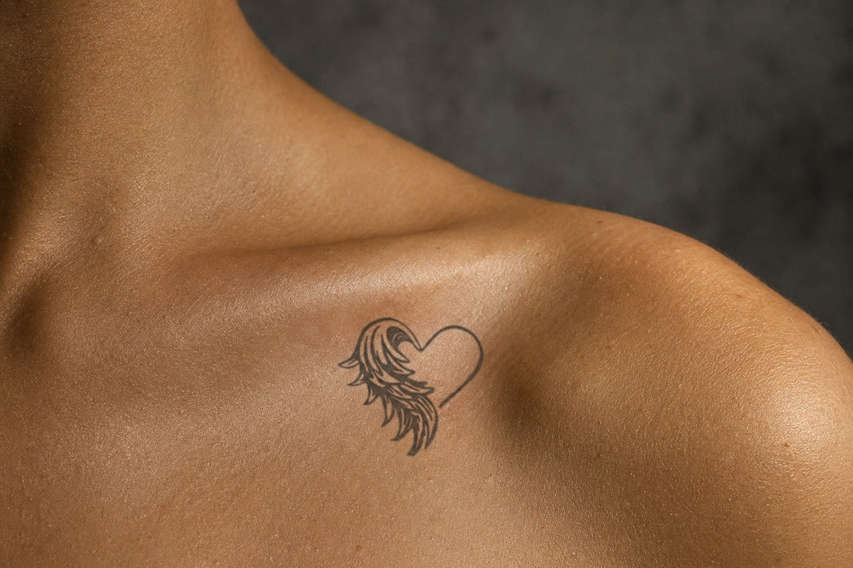 Winged Heart Embrace on skin