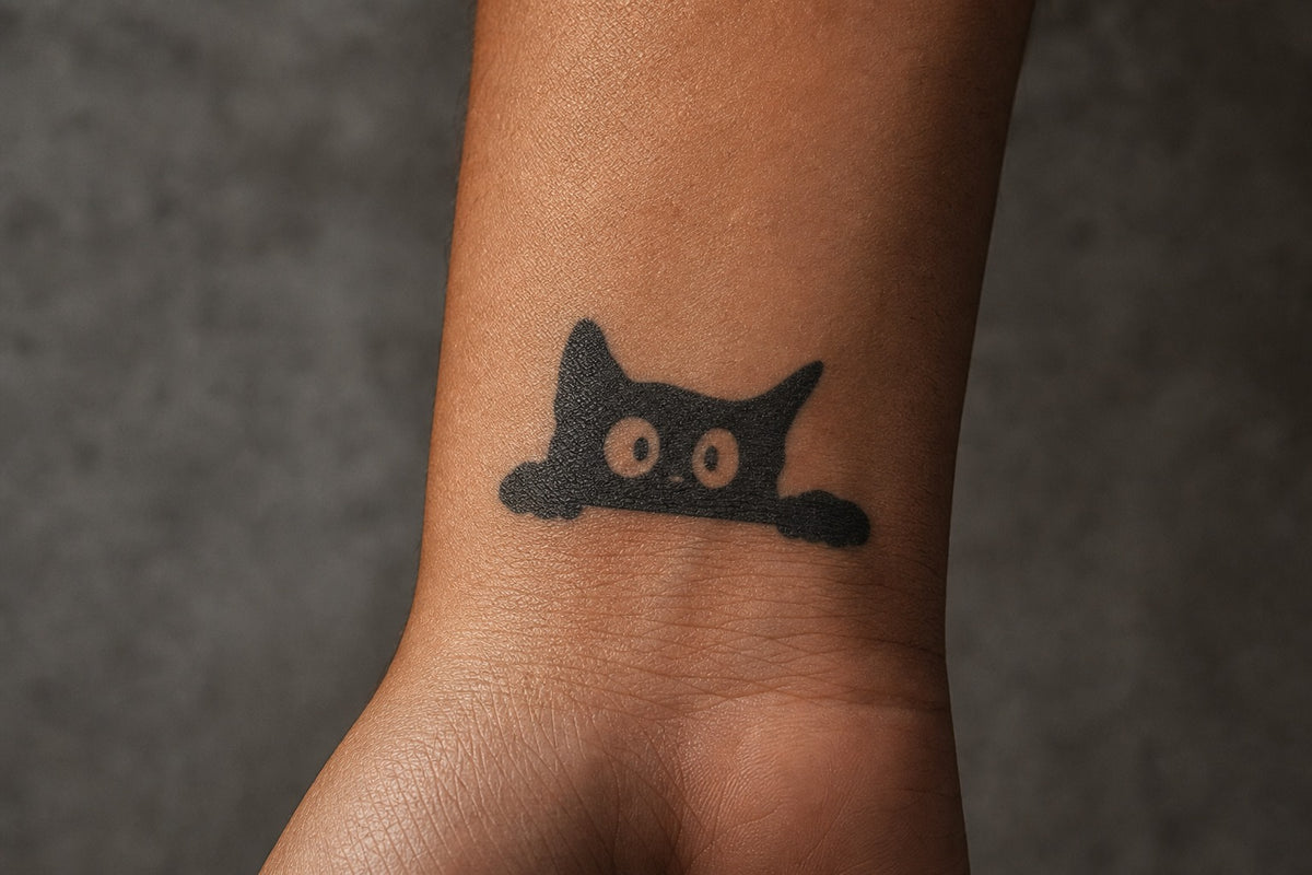Curious Shadow Cat on skin
