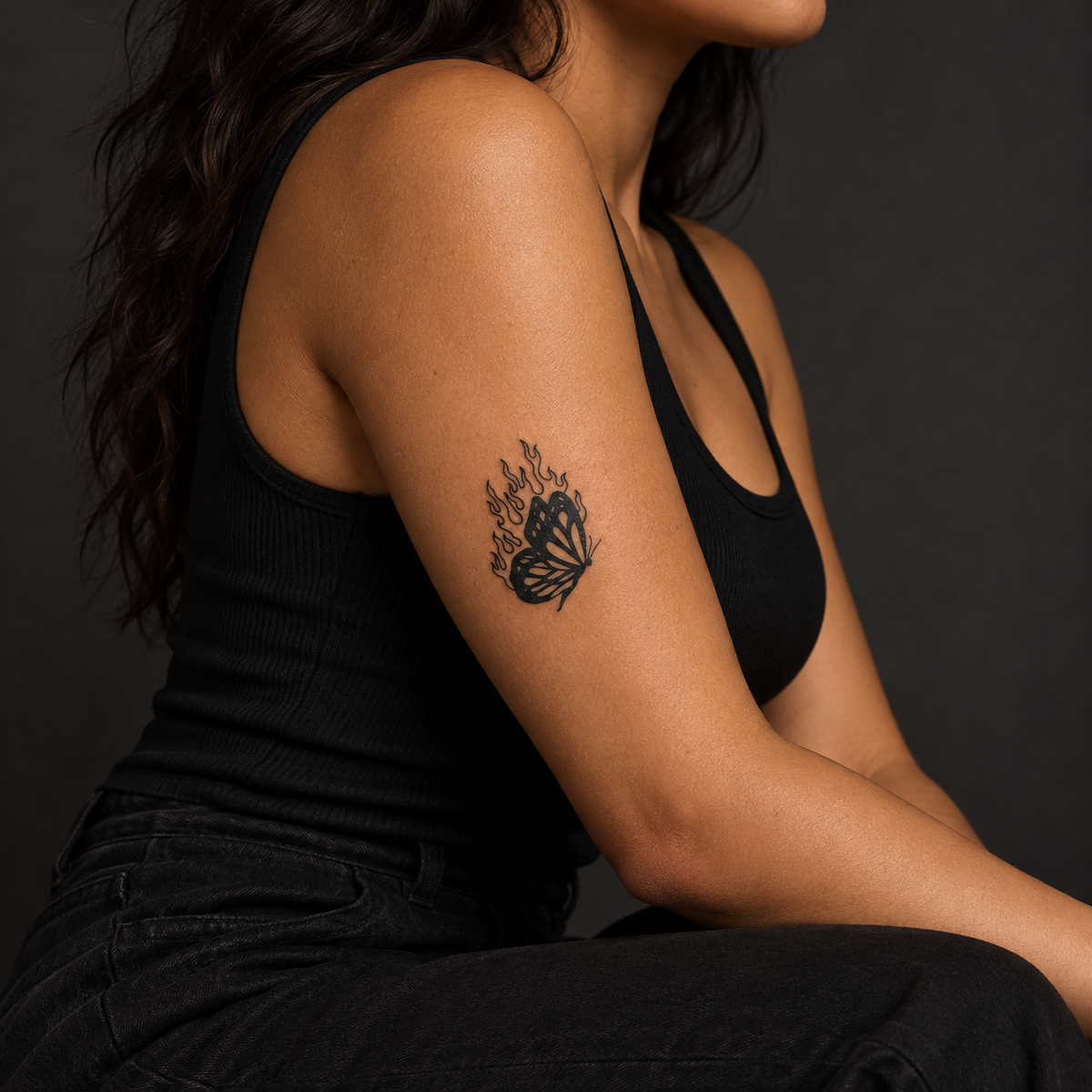 Flaming Butterfly Tattoo