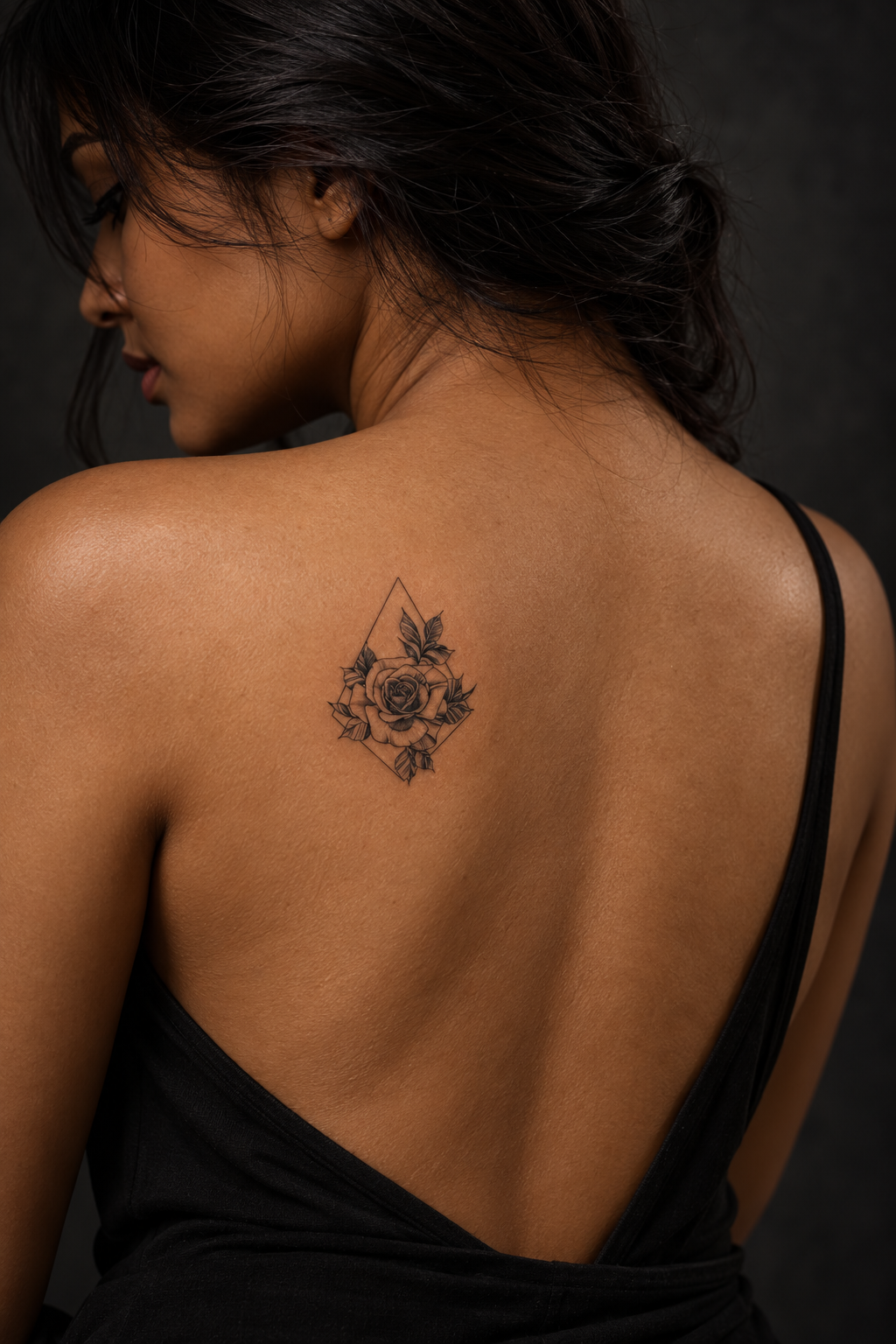 Rose in Geometric Prism Tattoo