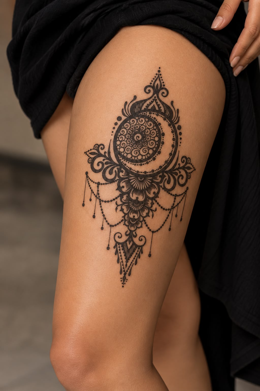 Celestial Floral Mandala Tattoo