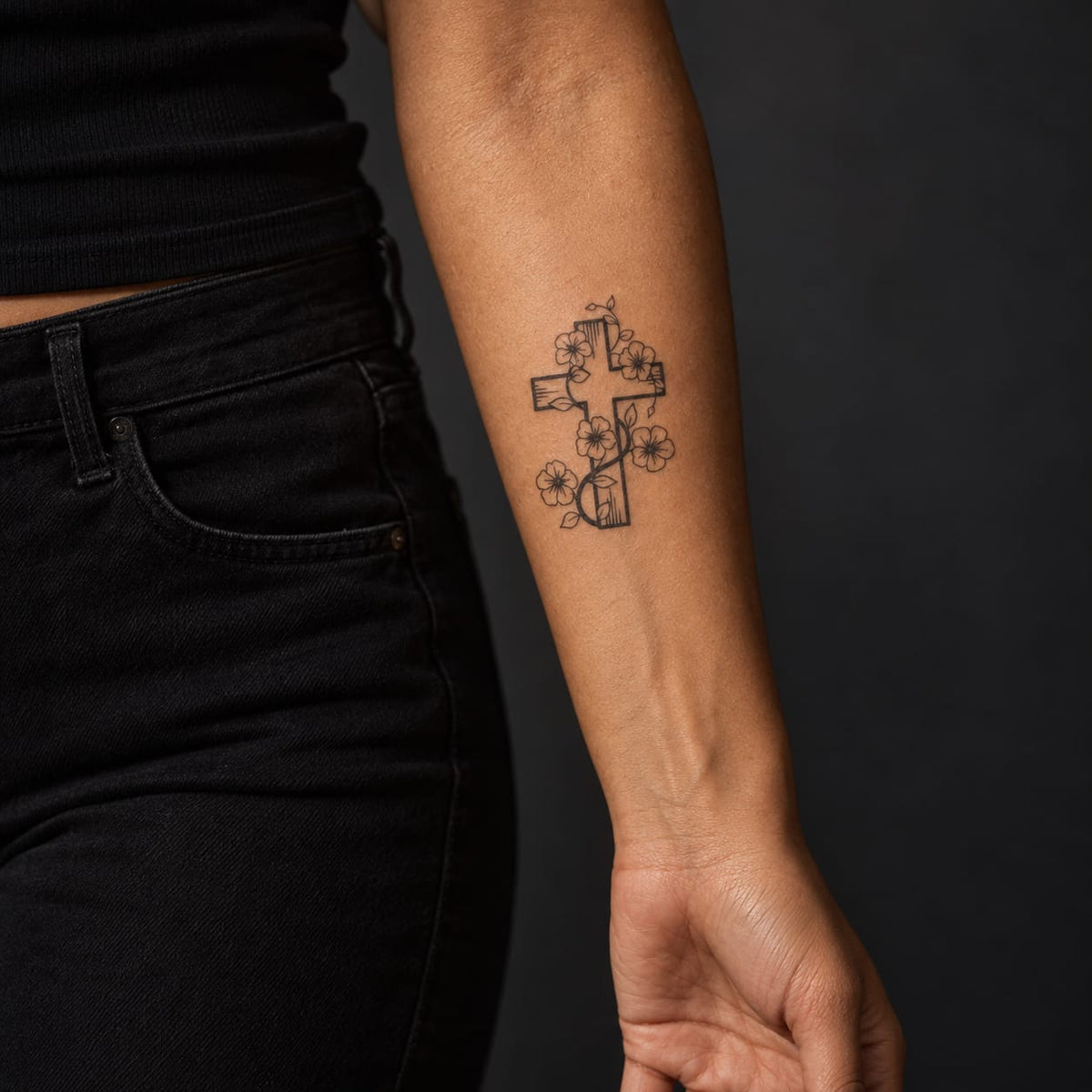 Floral Cross Tattoo
