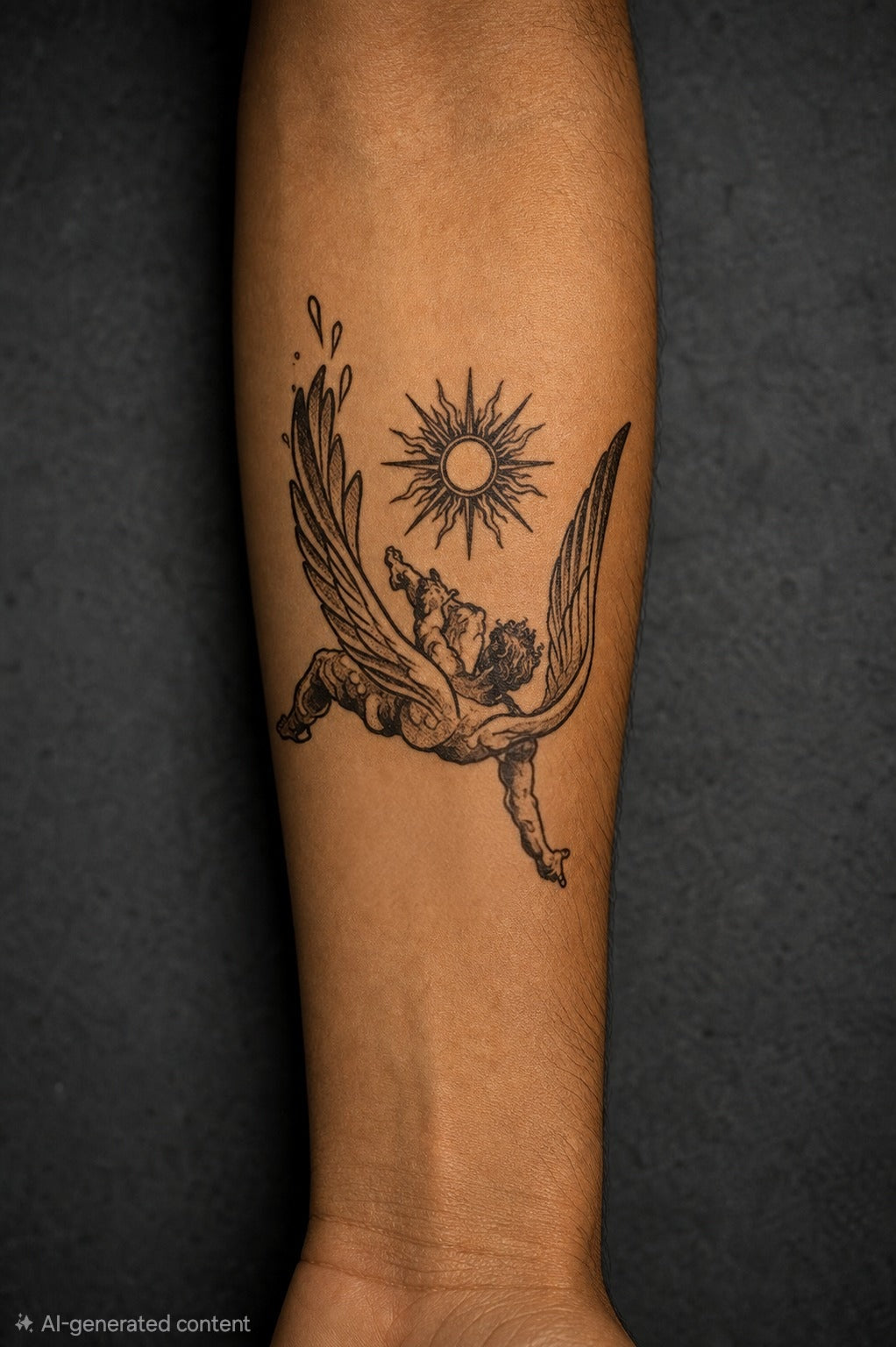 Icarus Flight & Fall Tattoo